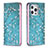 Leather Case Stands Flip Flowers Cover Holder for Apple iPhone 15 Pro Sky Blue