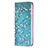 Leather Case Stands Flip Flowers Cover Holder for Apple iPhone 15 Pro Sky Blue