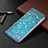 Leather Case Stands Flip Flowers Cover Holder for Apple iPhone 15 Pro Sky Blue