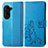 Leather Case Stands Flip Flowers Cover Holder for Asus ZenFone 10 Blue