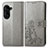 Leather Case Stands Flip Flowers Cover Holder for Asus ZenFone 10 Gray