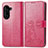 Leather Case Stands Flip Flowers Cover Holder for Asus ZenFone 10 Hot Pink