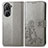 Leather Case Stands Flip Flowers Cover Holder for Asus Zenfone 9 Gray