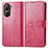 Leather Case Stands Flip Flowers Cover Holder for Asus Zenfone 9 Hot Pink