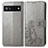Leather Case Stands Flip Flowers Cover Holder for Google Pixel 6a 5G Gray