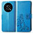 Leather Case Stands Flip Flowers Cover Holder for Huawei Enjoy 50 Pro Blue