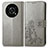 Leather Case Stands Flip Flowers Cover Holder for Huawei Enjoy 50 Pro Gray