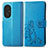 Leather Case Stands Flip Flowers Cover Holder for Huawei Honor 50 SE 5G Blue