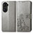 Leather Case Stands Flip Flowers Cover Holder for Huawei Honor 60 5G Gray