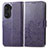 Leather Case Stands Flip Flowers Cover Holder for Huawei Honor 60 5G Purple