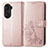 Leather Case Stands Flip Flowers Cover Holder for Huawei Honor 60 5G Rose Gold