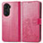 Leather Case Stands Flip Flowers Cover Holder for Huawei Honor 60 Pro 5G Hot Pink