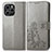 Leather Case Stands Flip Flowers Cover Holder for Huawei Honor 60 SE 5G Gray