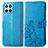 Leather Case Stands Flip Flowers Cover Holder for Huawei Honor 70 Lite 5G Blue