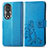 Leather Case Stands Flip Flowers Cover Holder for Huawei Honor 80 5G Blue