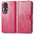 Leather Case Stands Flip Flowers Cover Holder for Huawei Honor 80 5G Hot Pink