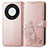 Leather Case Stands Flip Flowers Cover Holder for Huawei Honor Magic5 Lite 5G Rose Gold