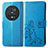 Leather Case Stands Flip Flowers Cover Holder for Huawei Honor Magic5 Pro 5G Blue