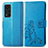 Leather Case Stands Flip Flowers Cover Holder for Huawei Honor V40 5G Blue