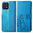 Leather Case Stands Flip Flowers Cover Holder for Huawei Honor X30i Blue