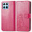 Leather Case Stands Flip Flowers Cover Holder for Huawei Honor X6 5G Hot Pink