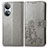 Leather Case Stands Flip Flowers Cover Holder for Huawei Honor X7 Gray