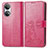 Leather Case Stands Flip Flowers Cover Holder for Huawei Honor X7 Hot Pink