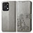 Leather Case Stands Flip Flowers Cover Holder for Huawei Honor X7a Gray