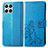 Leather Case Stands Flip Flowers Cover Holder for Huawei Honor X8 4G Blue