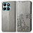 Leather Case Stands Flip Flowers Cover Holder for Huawei Honor X8b Gray