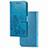 Leather Case Stands Flip Flowers Cover Holder for Huawei Mate 40 Pro Blue