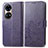 Leather Case Stands Flip Flowers Cover Holder for Huawei P50e Purple