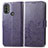 Leather Case Stands Flip Flowers Cover Holder for Motorola Moto E20 Purple