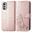 Leather Case Stands Flip Flowers Cover Holder for Motorola Moto E32 Pink