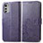 Leather Case Stands Flip Flowers Cover Holder for Motorola Moto E32s Purple