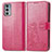 Leather Case Stands Flip Flowers Cover Holder for Motorola Moto Edge 20 5G Red