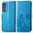 Leather Case Stands Flip Flowers Cover Holder for Motorola Moto Edge S Pro 5G Blue