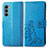 Leather Case Stands Flip Flowers Cover Holder for Motorola Moto Edge S30 5G Blue