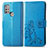 Leather Case Stands Flip Flowers Cover Holder for Motorola Moto G10 Blue