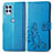 Leather Case Stands Flip Flowers Cover Holder for Motorola Moto G100 5G Blue
