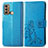 Leather Case Stands Flip Flowers Cover Holder for Motorola Moto G40 Fusion Blue