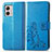 Leather Case Stands Flip Flowers Cover Holder for Motorola Moto G53 5G Blue