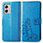 Leather Case Stands Flip Flowers Cover Holder for Motorola Moto G53j 5G Blue