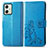 Leather Case Stands Flip Flowers Cover Holder for Motorola Moto G54 5G Blue