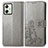 Leather Case Stands Flip Flowers Cover Holder for Motorola Moto G54 5G Gray