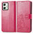 Leather Case Stands Flip Flowers Cover Holder for Motorola Moto G54 5G Hot Pink