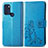 Leather Case Stands Flip Flowers Cover Holder for Motorola Moto G60s Blue