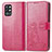 Leather Case Stands Flip Flowers Cover Holder for OnePlus 9R 5G Hot Pink