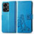 Leather Case Stands Flip Flowers Cover Holder for OnePlus Nord 2T 5G Blue