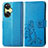 Leather Case Stands Flip Flowers Cover Holder for OnePlus Nord CE 3 5G Blue